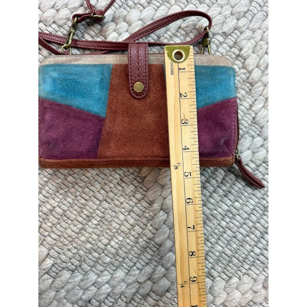 The Sak Crossbody Wallet Bag Women OS Patchwork Colorblock Suede Leather